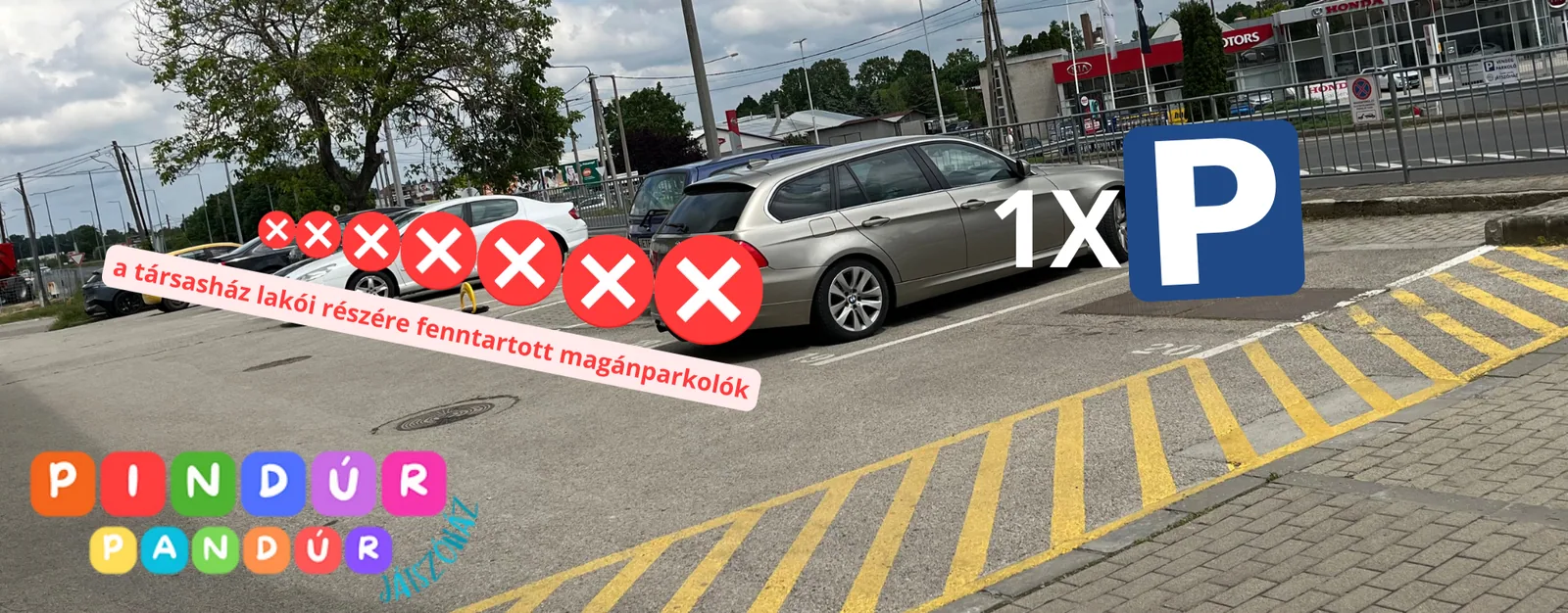 Jelzés a társasház lakói számára fenntartott magánparkolókról